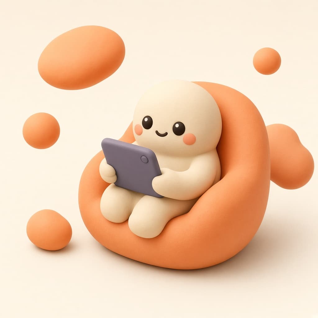 Cartoon character planning a website on a tablet