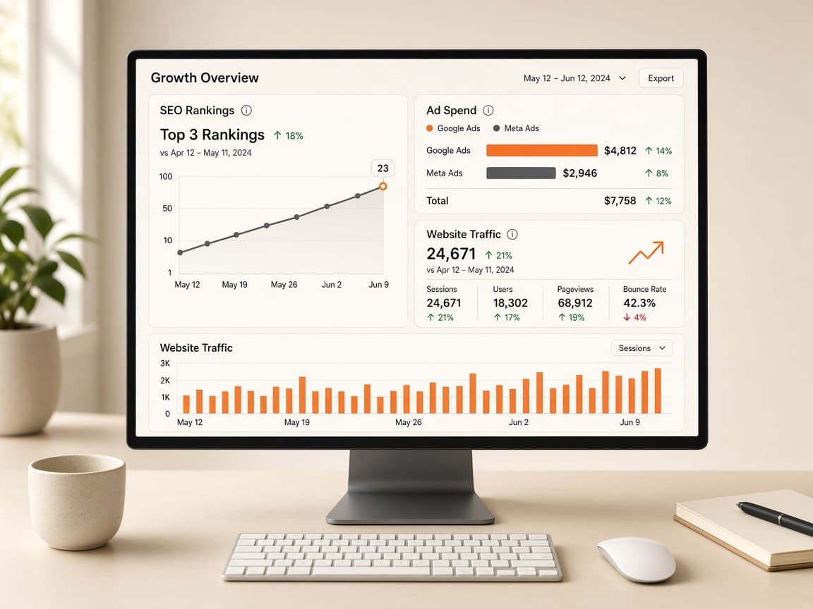 Unified SEO, ads, and analytics dashboard